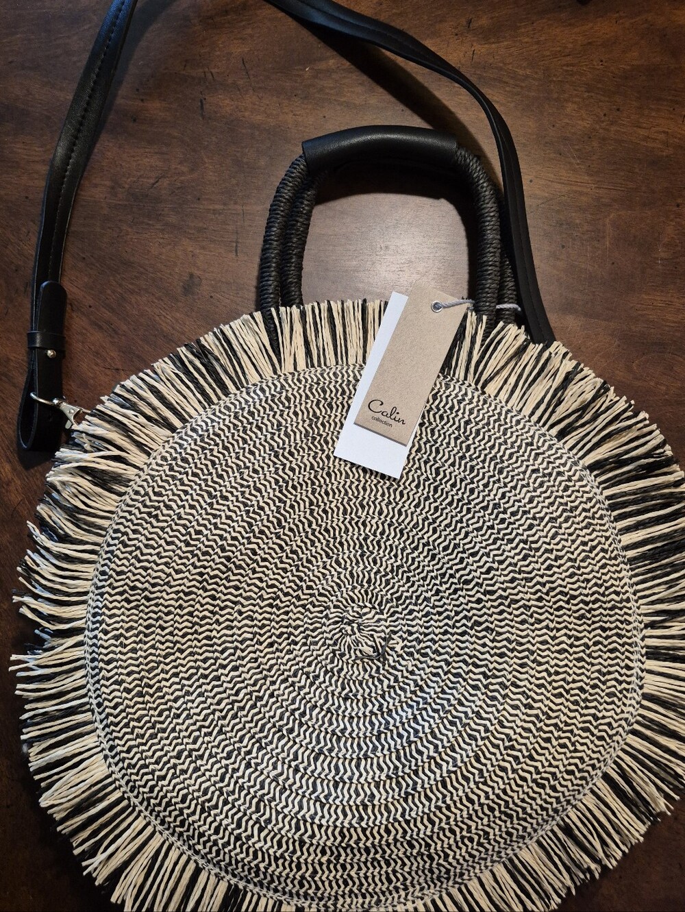 NWT Calin Collection round straw purse